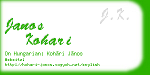 janos kohari business card